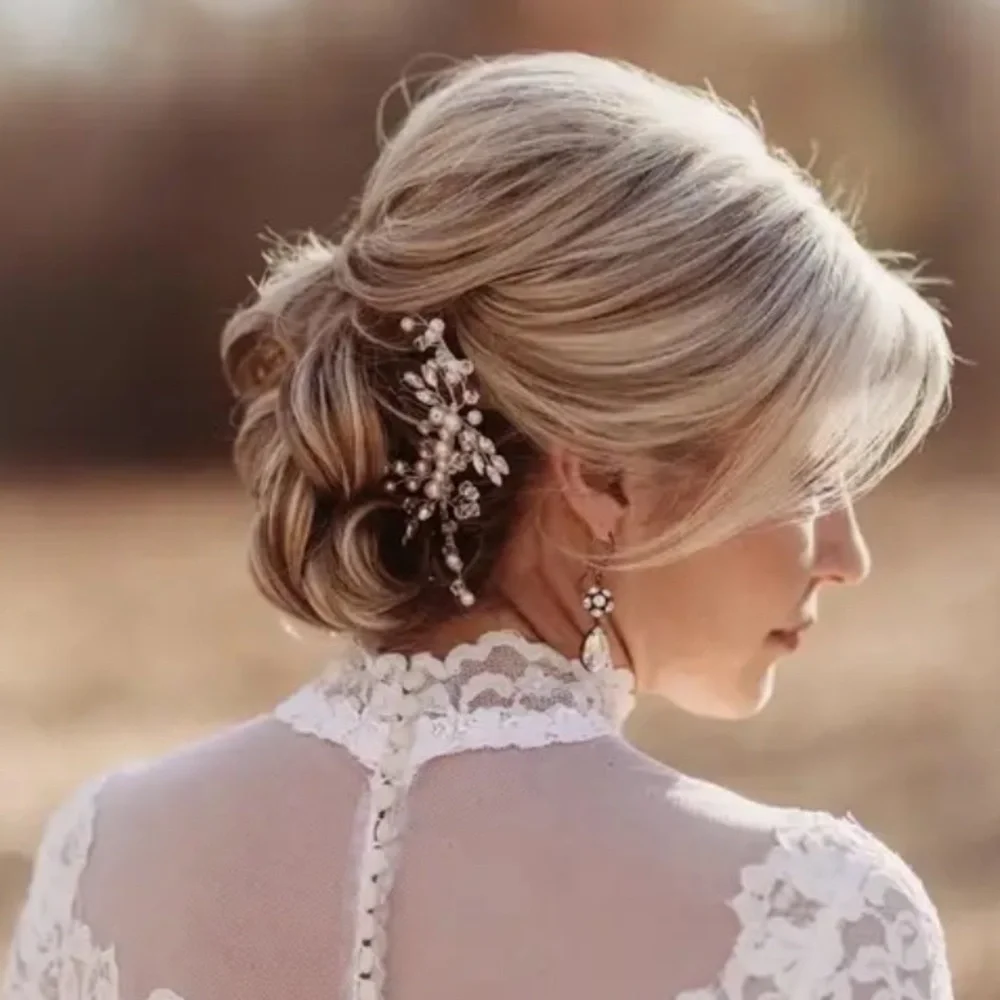Bridal Flower Girl Silver Boho Wedding Gala Hair Comb Clip Hair Accessory